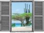 Queence Wandfolie Woestenij en strandlandschap Muursticker muurdecoratie zelfklevend 3D raam (1 stuk) - Thumbnail 1