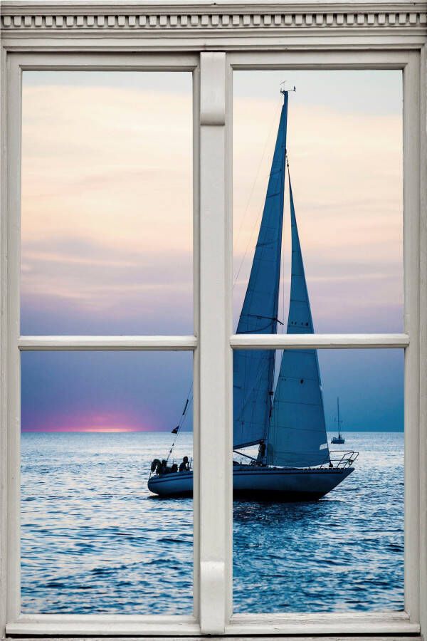 queence Wandfolie Zeilschip Muursticker muurdecoratie zelfklevend 3D raam