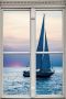 Queence Wandfolie Zeilschip Muursticker muurdecoratie zelfklevend 3D raam - Thumbnail 1