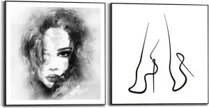 Reinders! Artprint Illustratie vrouw portret abstract (2 stuks)