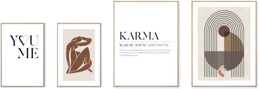 Reinders! Artprint Karma abstract liefde vrouw modellen (4-delig)