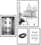 Reinders! Artprint Liefde Frankrijk Italië vintage kus tekst (4-delig) - Thumbnail 1