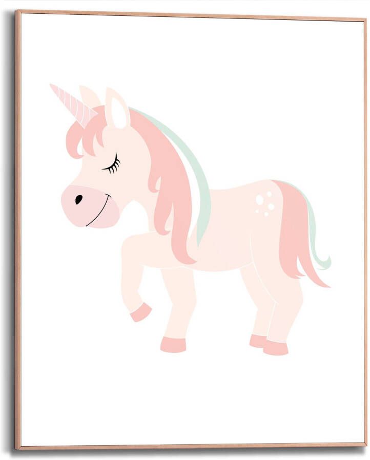 Reinders! Artprint met lijst Pink Unicorn