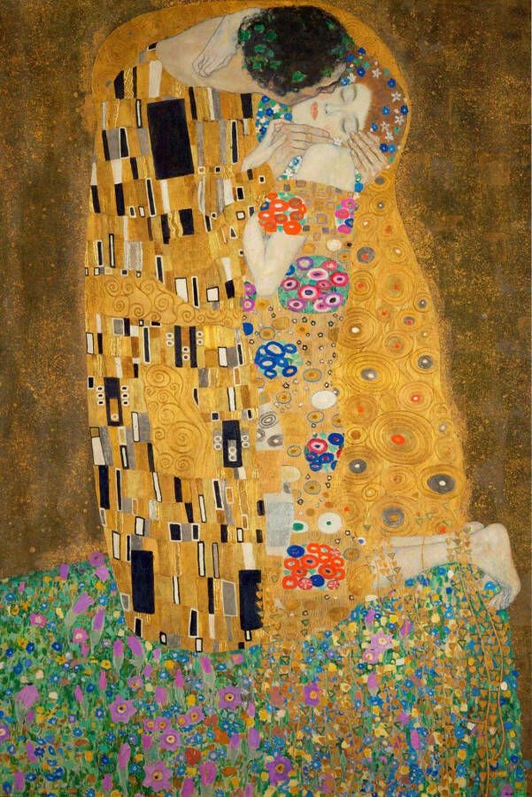 Reinders! Artprint op hout Decoratief paneel 60x90 Gustav Klimt the kiss