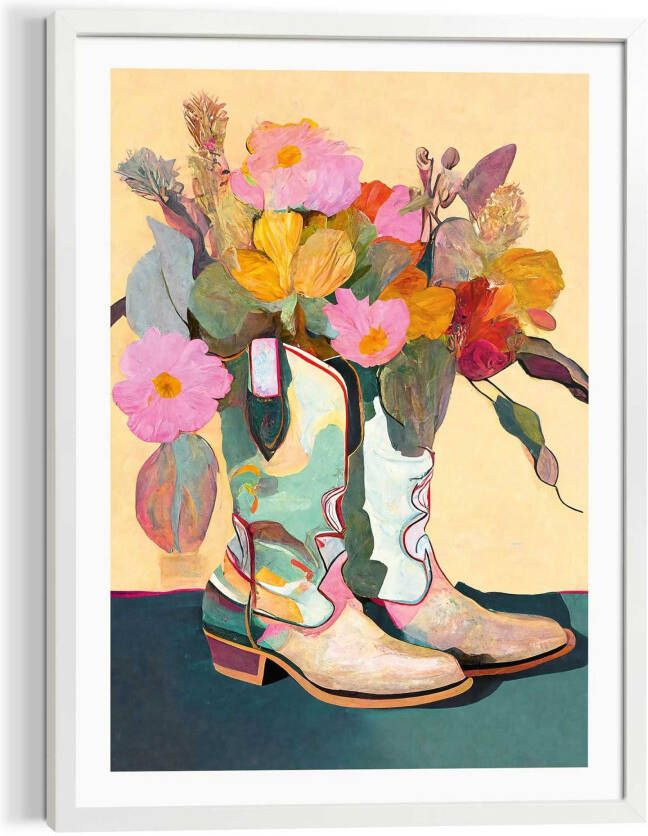 Reinders Flower Boots Schilderij 70x50cm Wit