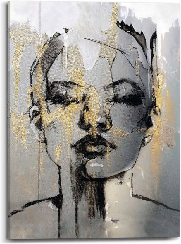 Reinders Golden Face Canvas Schilderij 70x50cm
