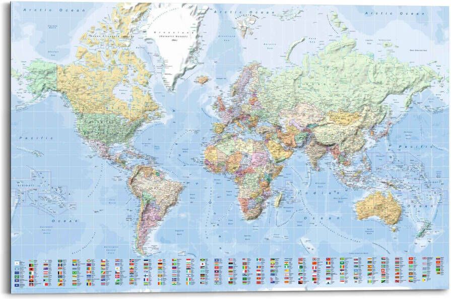 Reinders! Artprint wereldkaart vlaggen Engels