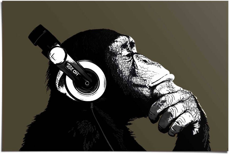 Reinders! Poster Chimpansee hoofdtelefoon