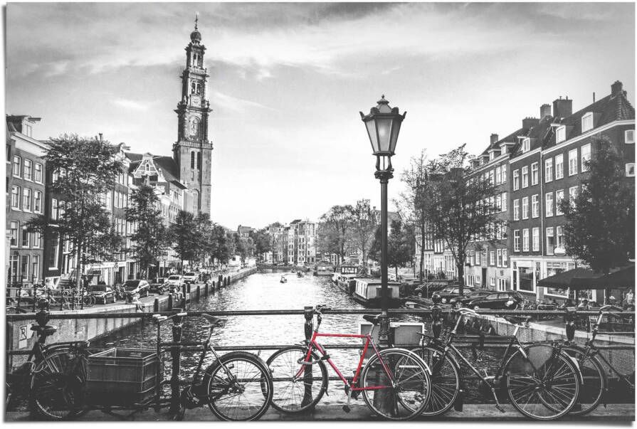 Reinders! Poster De grachten van Amsterdam: brug fiets stad Nederland