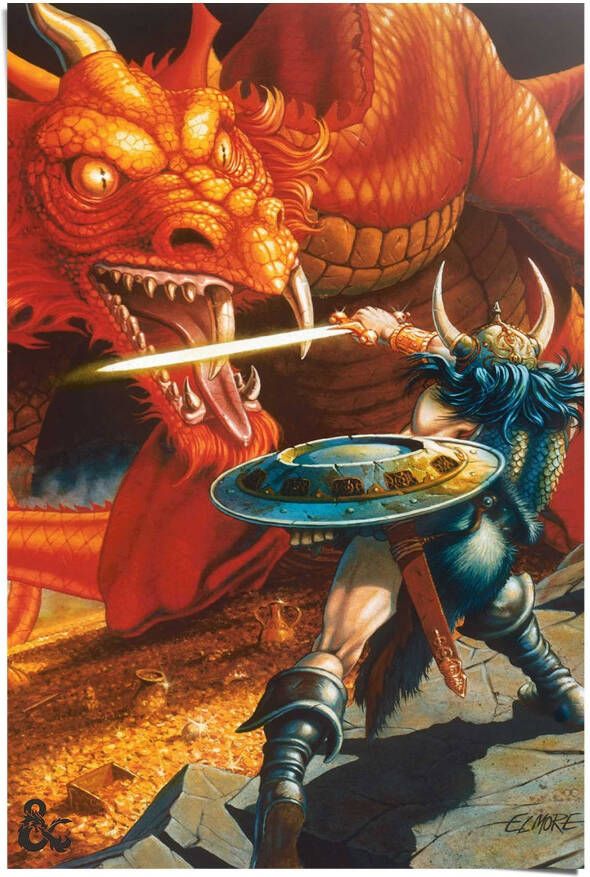 Reinders! Poster Dungeons & Dragons classic red dragon battle