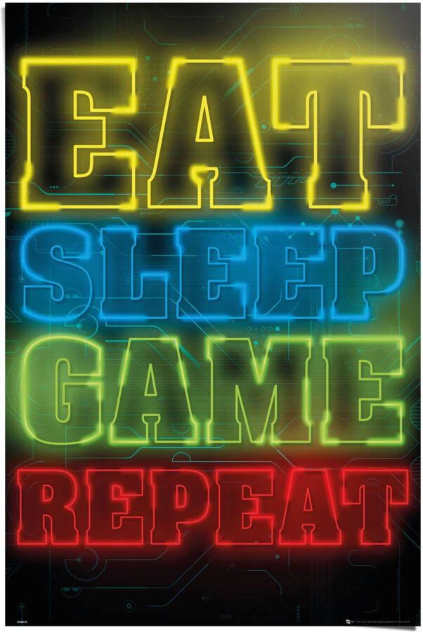 Reinders! Poster gokken Eat sleep game repeat