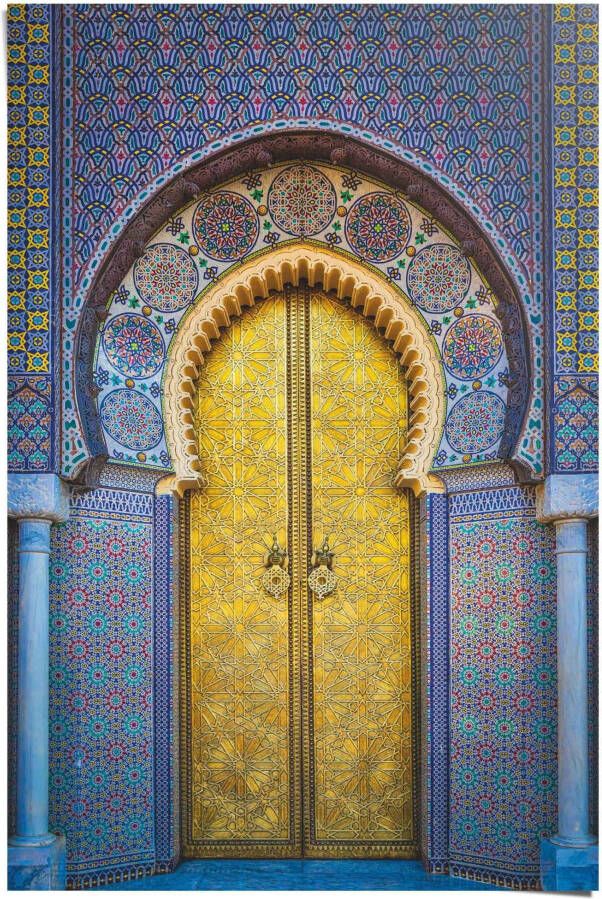 Reinders! Poster Gouden deur oosters stijlvol kleurrijk Fez Royal Palace
