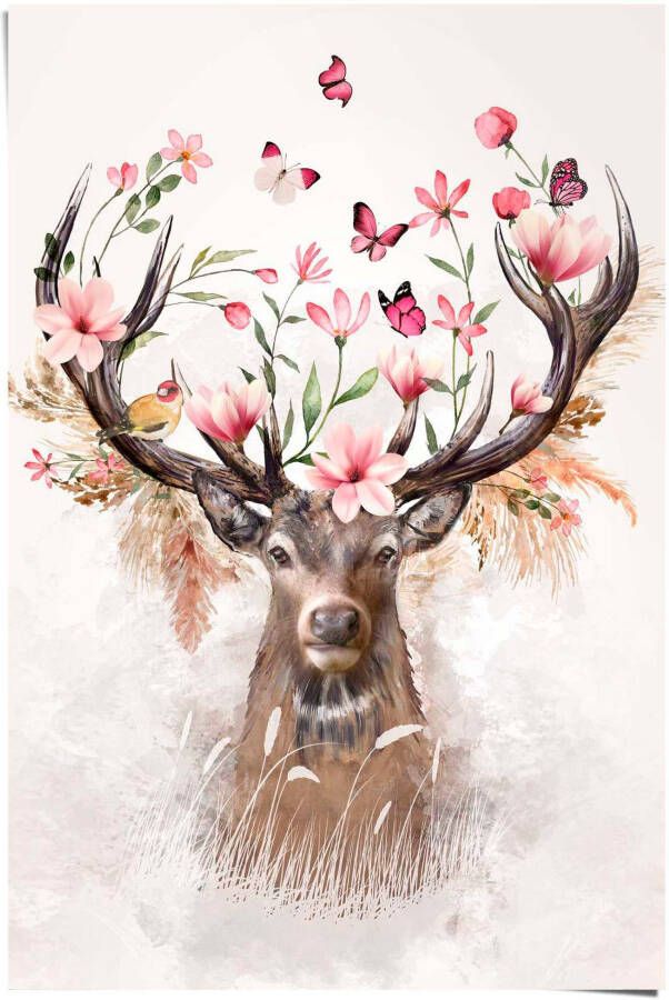 Reinders! Poster Hirsch in Blumen