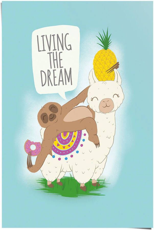 Reinders! Poster Living the dream lama en luiaard