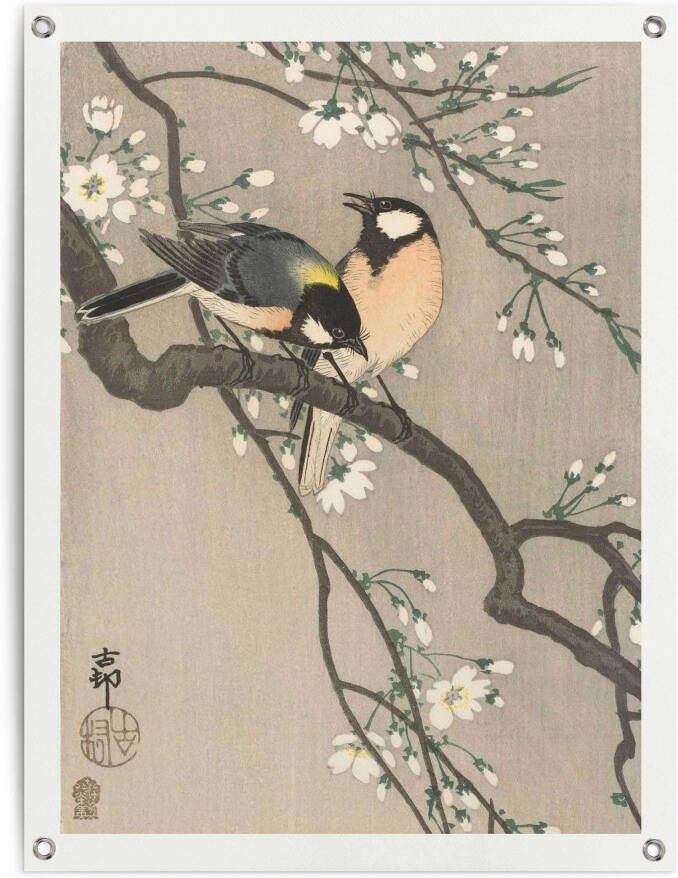 Reinders! Poster Ohara Koson Koolmezen op bloesemtak