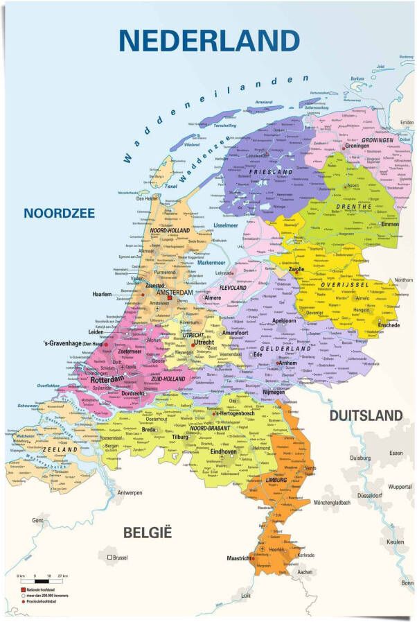 Reinders! Poster schoolkaart Nederland Nederlands Nederlandse tekst