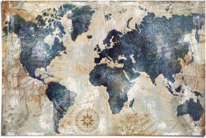 Reinders! Poster Wereldkaart vintage continenten landkaart