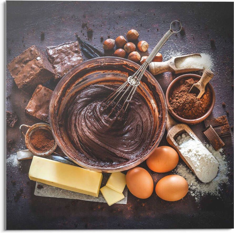 Reinders! Print op glas Artprint op glas choco recept brownies chocolade -cacao hazelnoot