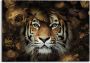 Reinders! Print op glas Artprint op glas tijger dierenrijk bloemen herfstkleuren blauwe ogen - Thumbnail 1