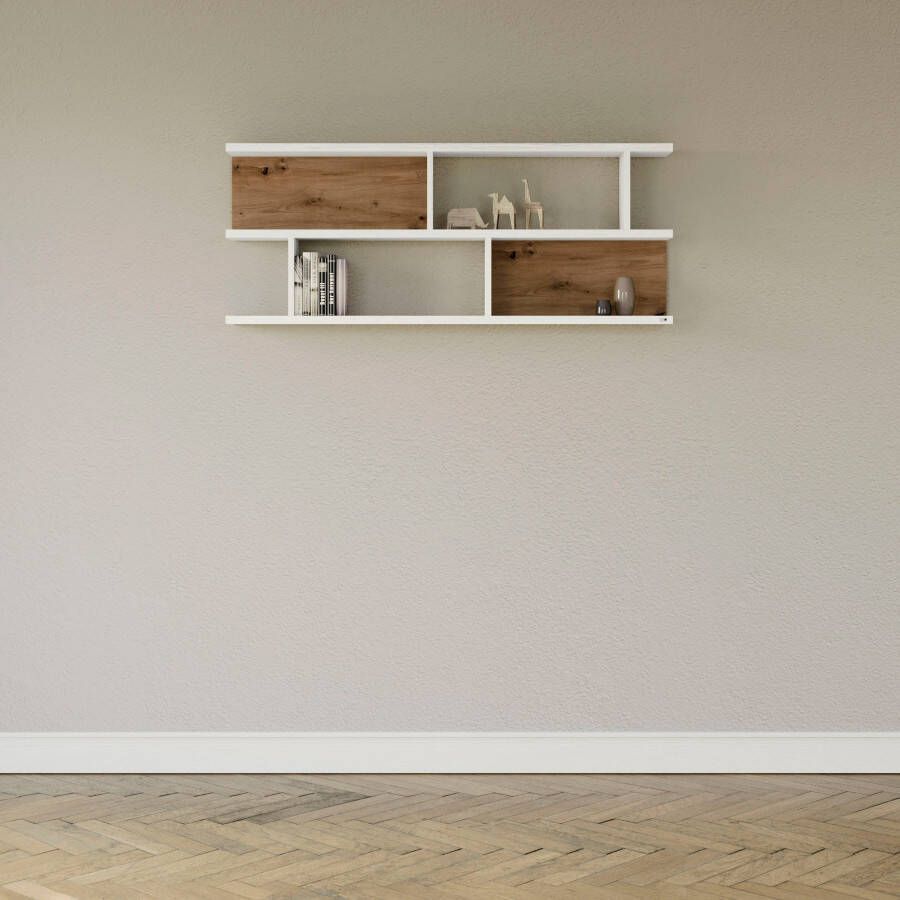 Set one by Musterring Wandplank York Type 43 met 3 planken 3 kleuren verlichting optioneel B 150 cm