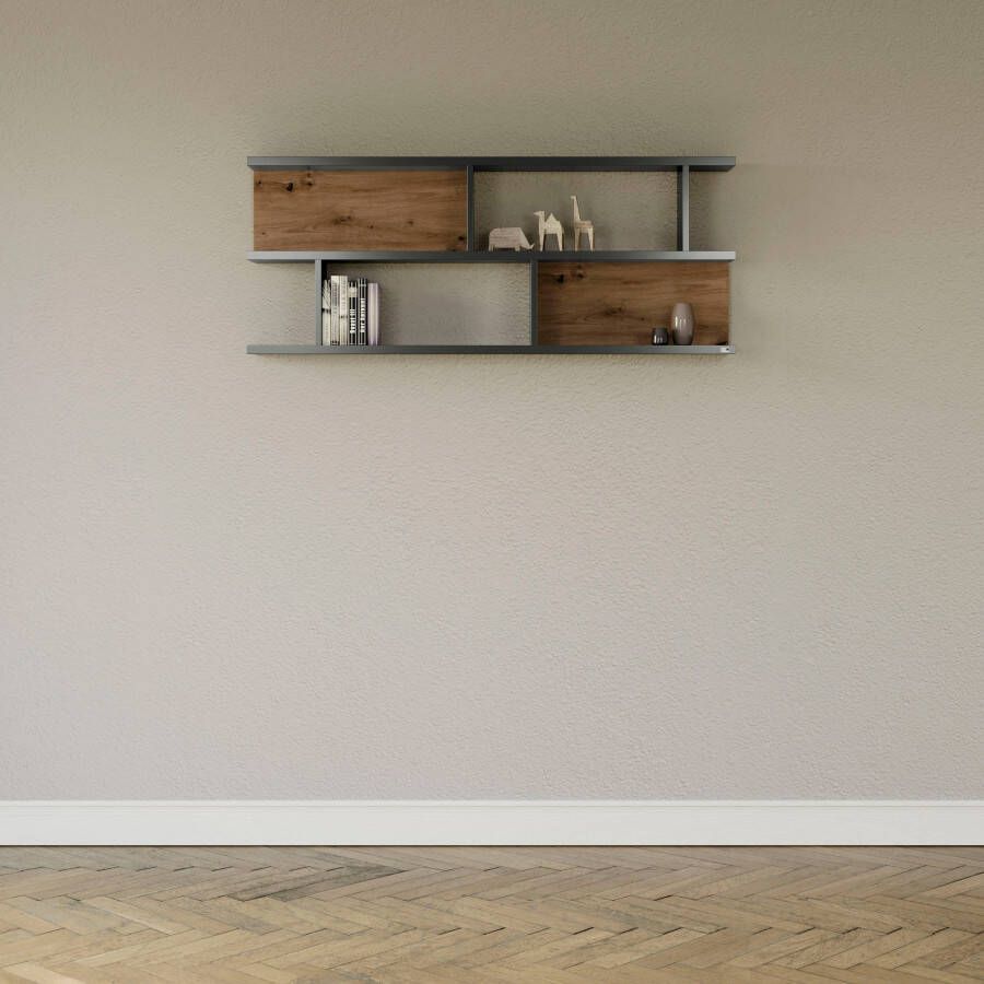 Set one by Musterring Wandplank York Type 43 met 3 planken 3 kleuren verlichting optioneel B 150 cm