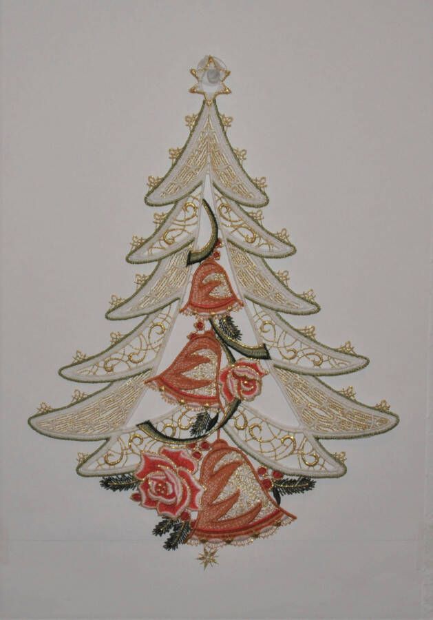 Stickereien Plauen Raamdecoratie Kerstboom (1 stuk)