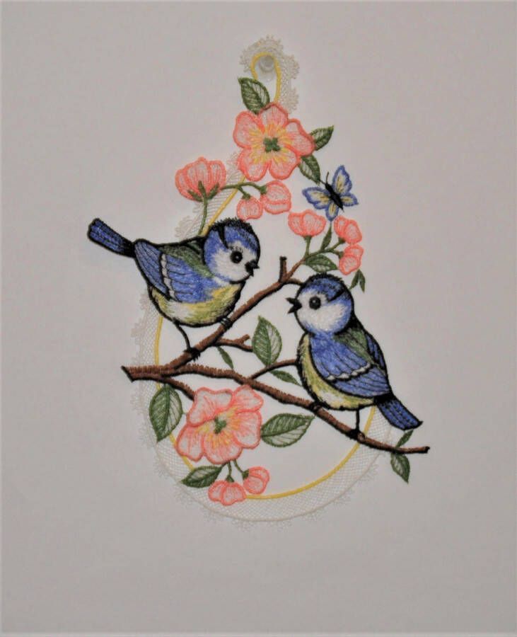 Stickereien Plauen Raamdecoratie Vogeltjes (1 stuk)