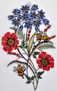 Stickereien Plauen Vensterbeeld Fensterbild Blumen (1 stuk)