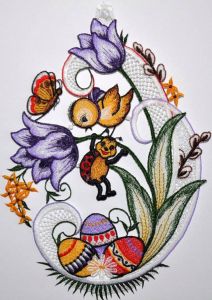 Stickereien Plauen Vensterbeeld Fensterbild Ostern (1 stuk)