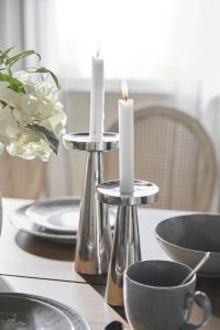 Timbers Kaarshouder Ridgeville van edelstaal voor staafkaarsen glanzend oppervlak hoogte ca. 25 cm (1 stuk)