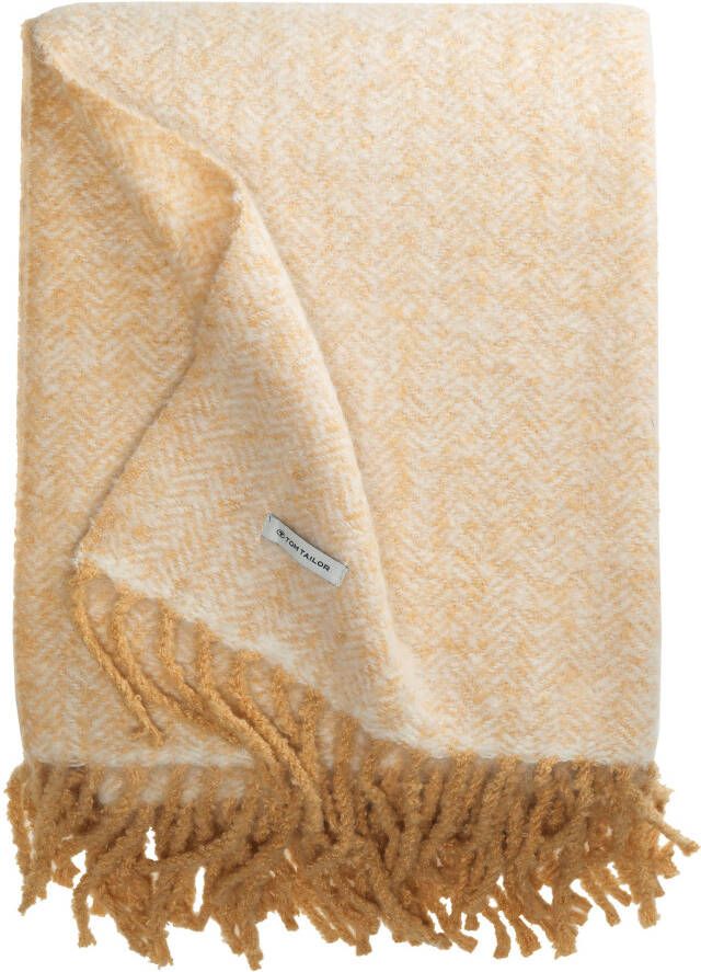 TOM TAILOR HOME Plaid Wooly Herringbone met visgraatpatroon knuffeldeken