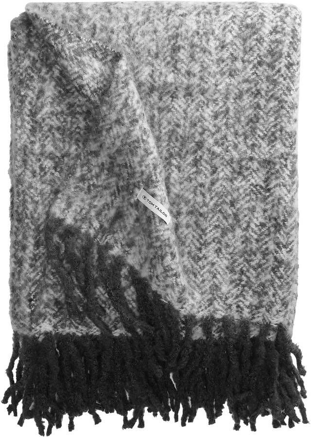 TOM TAILOR HOME Plaid Wooly Herringbone met visgraatpatroon knuffeldeken