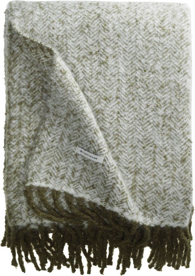 TOM TAILOR HOME Plaid Wooly Herringbone met visgraatpatroon knuffeldeken