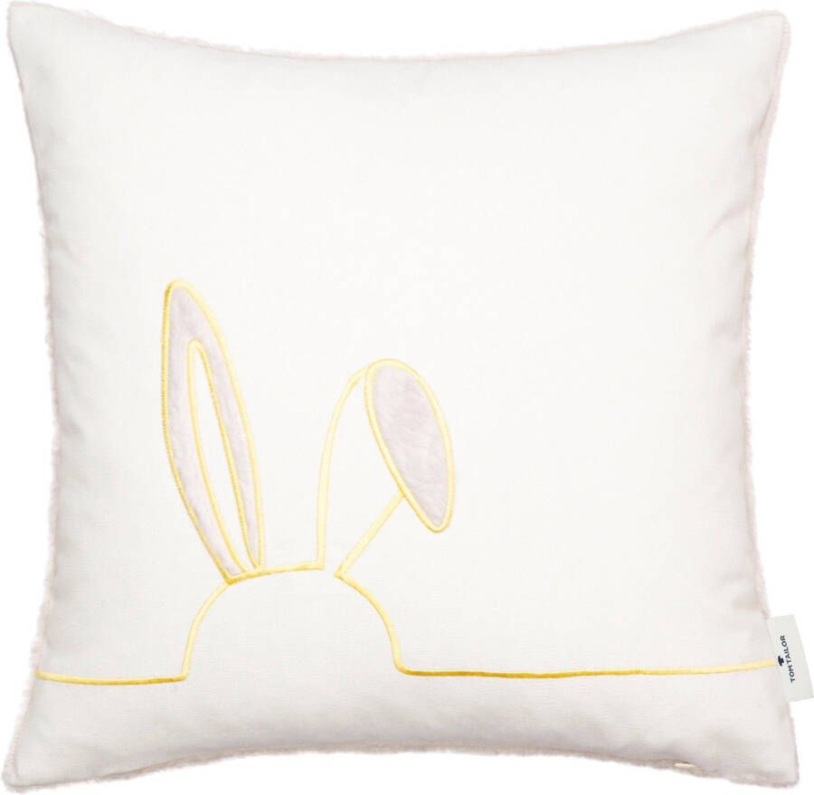 TOM TAILOR HOME Sierkussen Fluffy Rabbit Haassilhouet en imitatiebontapplicaties kussenovertrek zonder vulling (1 stuk)