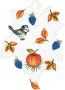 W. Reuter & Sohn Plauener Spitze Raamdecoratie "herfstblad met vogel" in kleur - Thumbnail 1