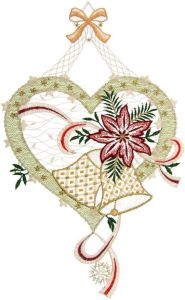 W. Reuter & Sohn Plauener Spitze Vensterbeeld Raamdecoratie "Kerstmis liefde" in kleur