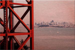 Wall-Art Aluminium-dibondprint Voor de poorten van San Francisco 60 40 cm