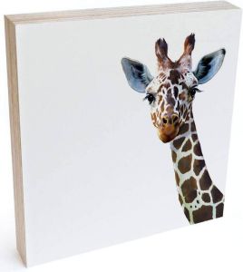 Wall-Art Artprint op hout Decoratie giraf artprint op hout (1 stuk)