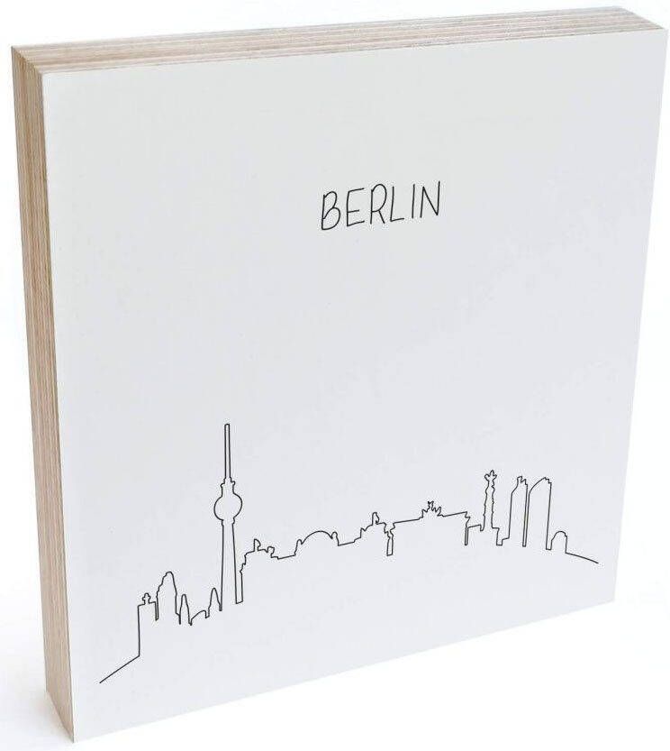 Wall-Art Artprint op hout Decoratie skyline Berlijn Outline (1 stuk)