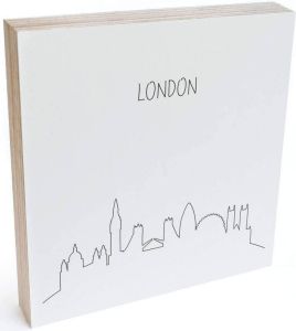 Wall-Art Artprint op hout Decoratie skyline Londen Outline (1 stuk)