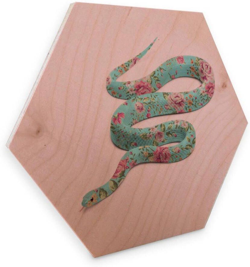 Wall-Art Artprint op hout Rozen artprint op hout slang bloemen (1 stuk)