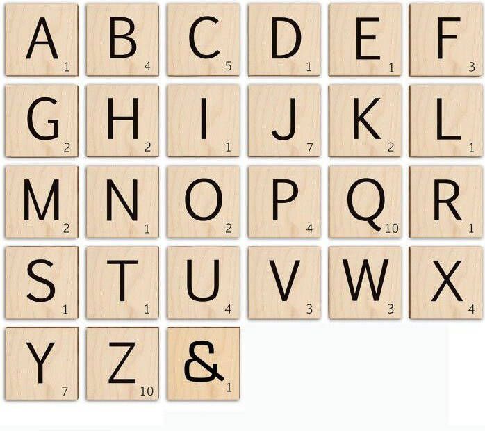 Wall-Art Artprint op hout Scrabble deco letters 20 cm (1 stuk)