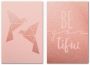 Wall-Art Meerdelige artprint Origami vogel Be you tiful (set 2-delig) - Thumbnail 1