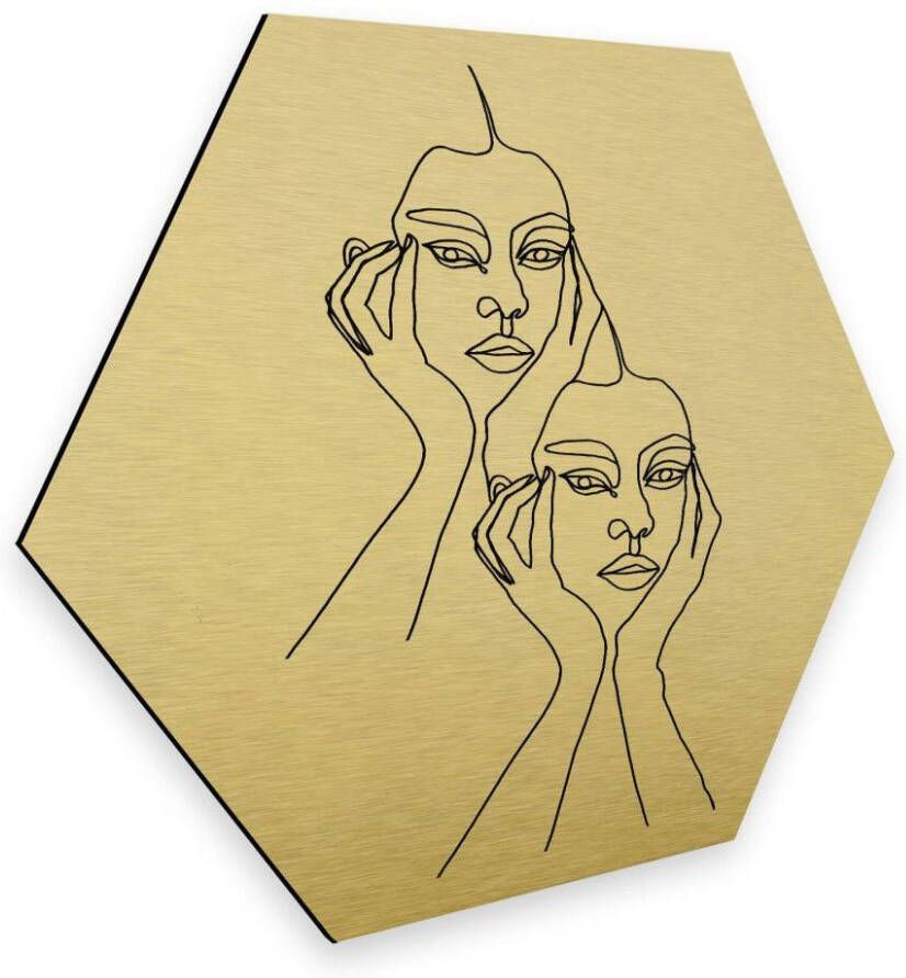 Wall-Art Metalen artprint Linework wanddecoratie goud abstract (1 stuk)