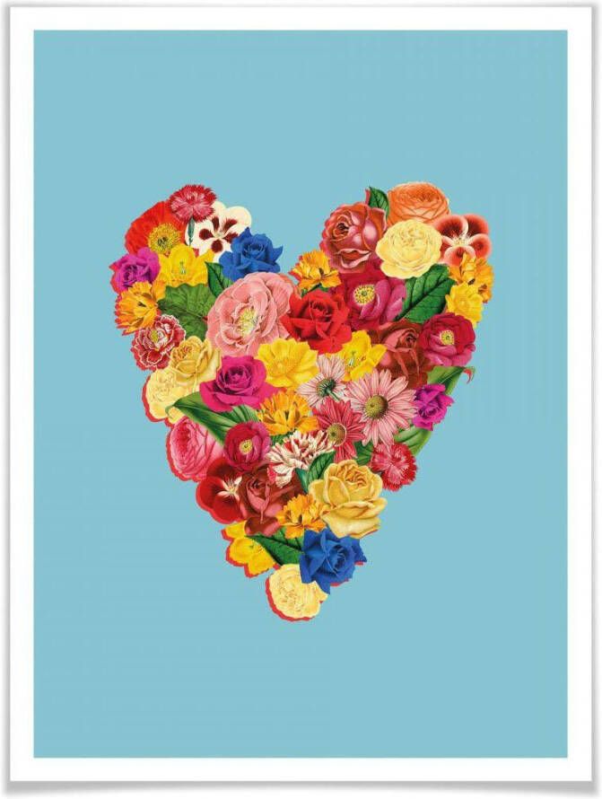 Wall-Art Poster Bloemen hart Poster zonder lijst (1 stuk)