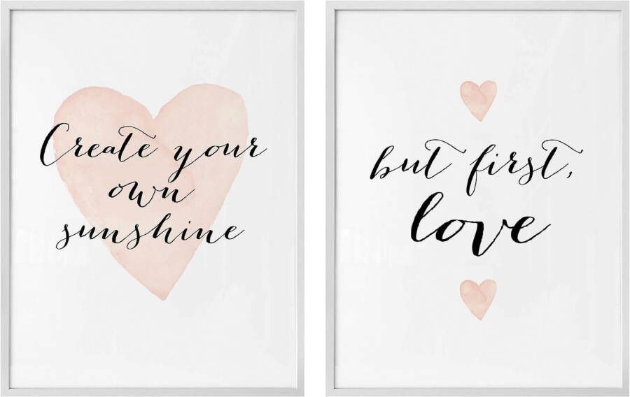Wall-Art Poster Confetti and cream Love is everything (set 2 stuks)