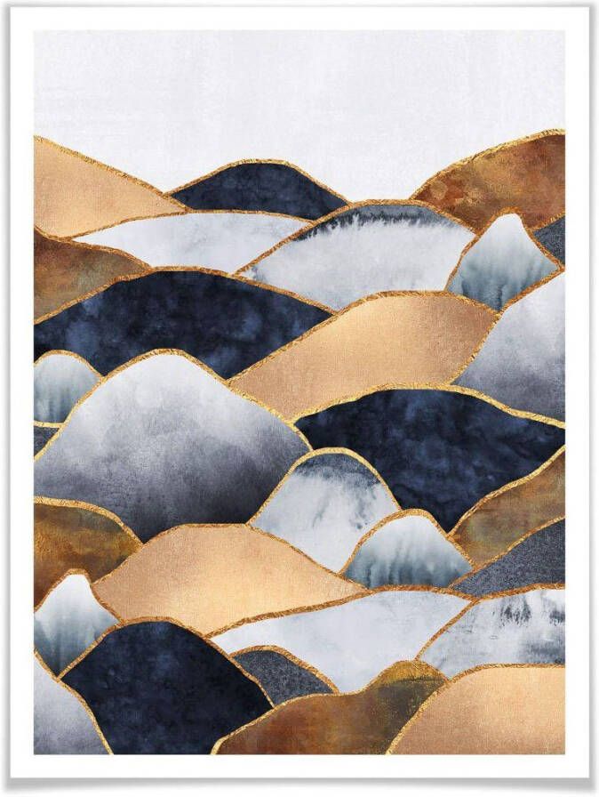 Wall-Art Poster Goud effect bergen gouden heuvel (1 stuk)