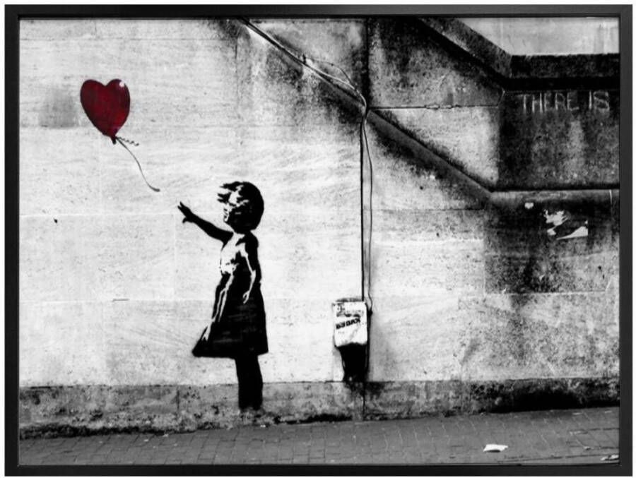 Wall-Art Poster Graffiti afbeelding Girl with balloon (1 stuk)