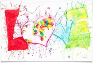 Wall-Art Poster Graffiti hart opschrift Love Poster artprint wandposter (1 stuk)