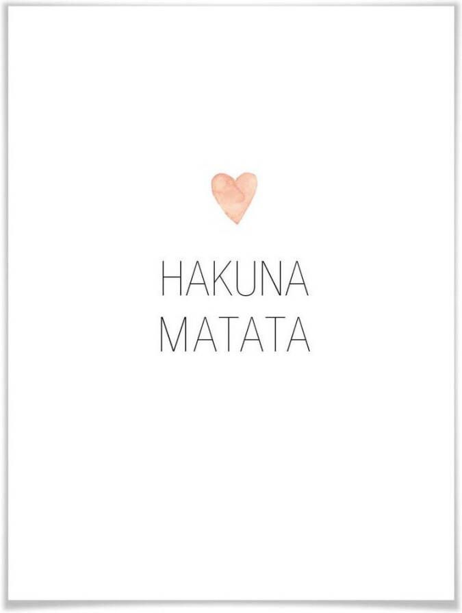 Wall-Art Poster Hart opschrift Hakuna Matata (1 stuk)